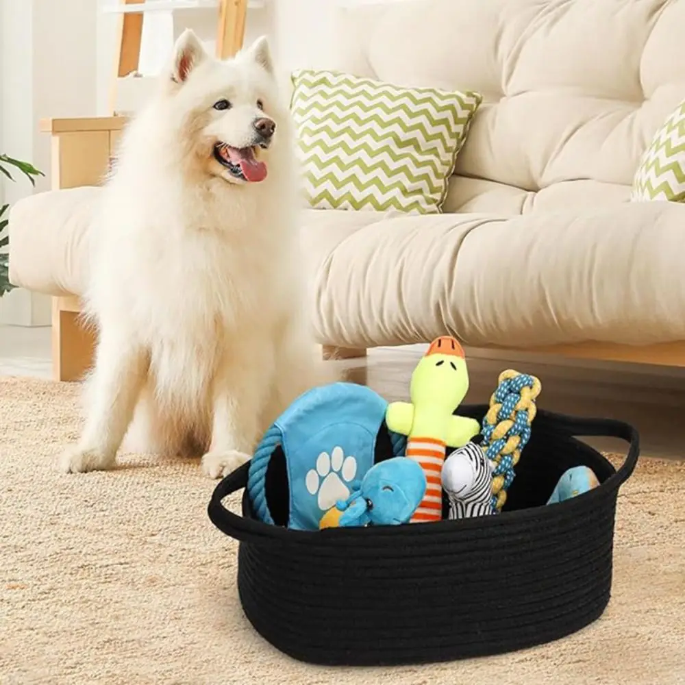 

New with Gift Bags and Ribbons Woven Basket with Handles Empty Pet Toy Bins Cute Nursery Bin for Baby Room Living Room