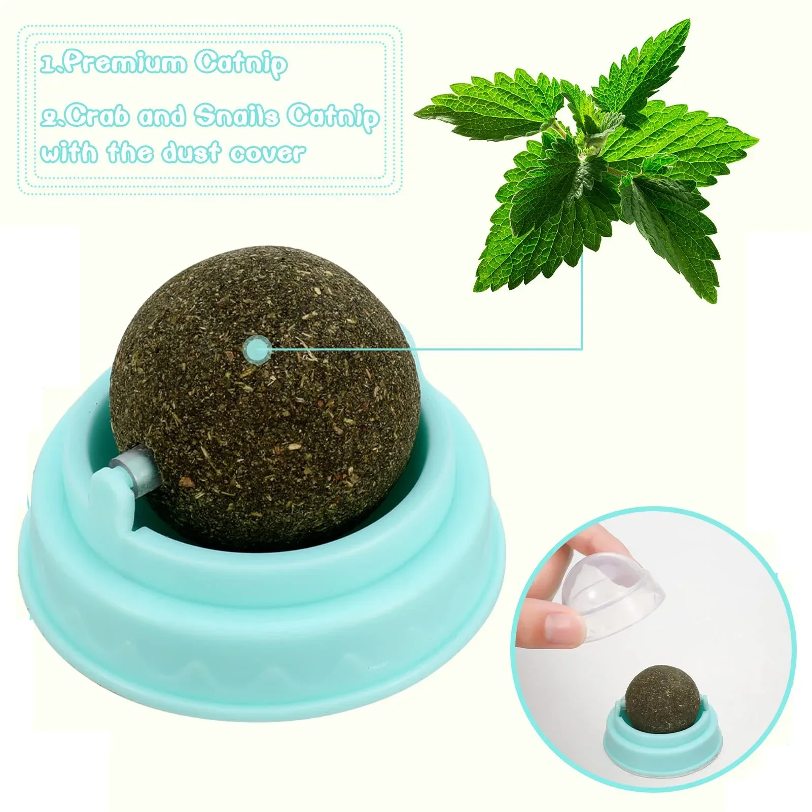 Cats Toys Natural Catnip Cat Rotatable Licking Catnip Wall Ball Toy Freshen Breath Remove Hair Balls Cat Accessories Pet Supply