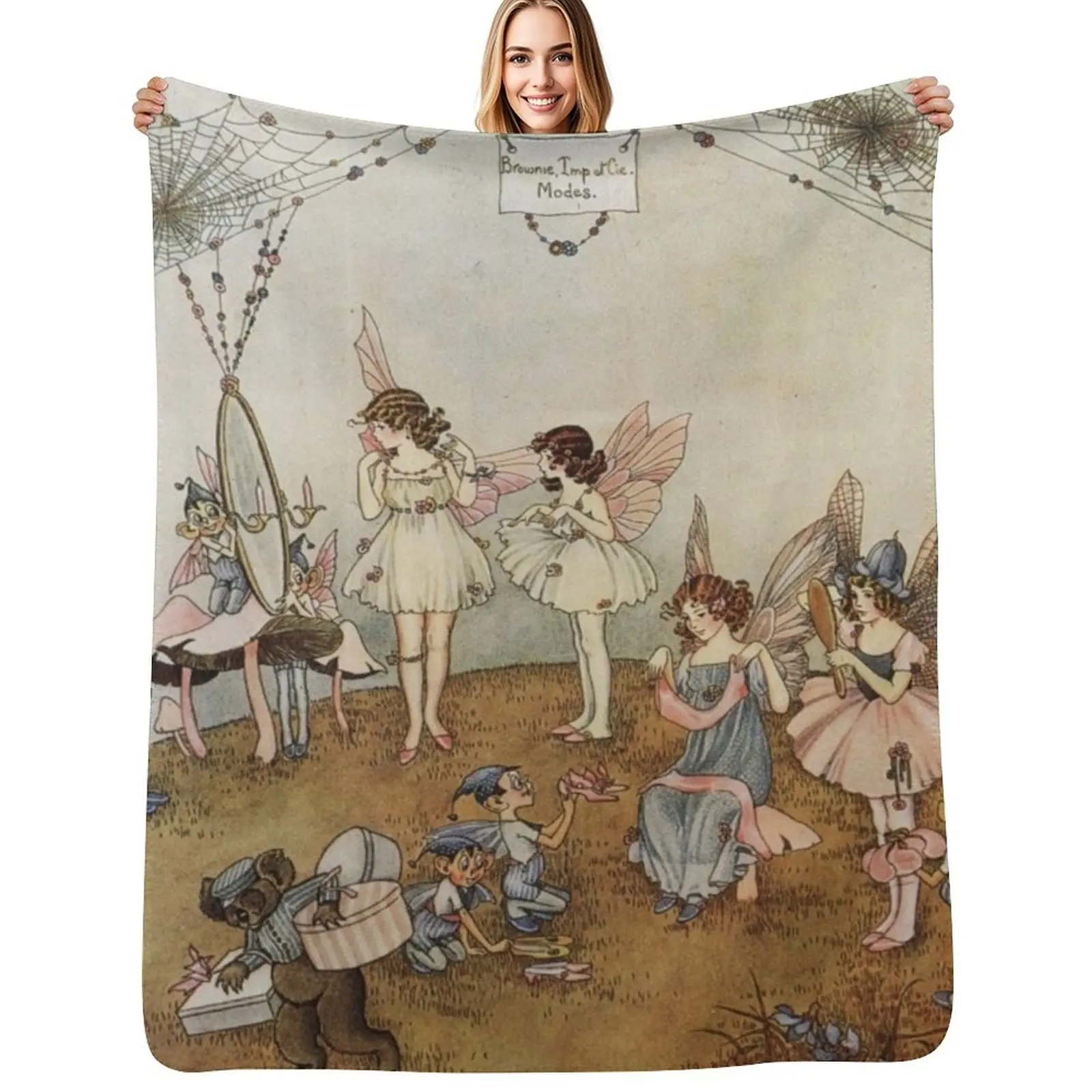 

“Fairy Frocks” by Ida Rentoul Outhwaite Throw Blanket Luxury Throw Designers Flannels Custom Blankets