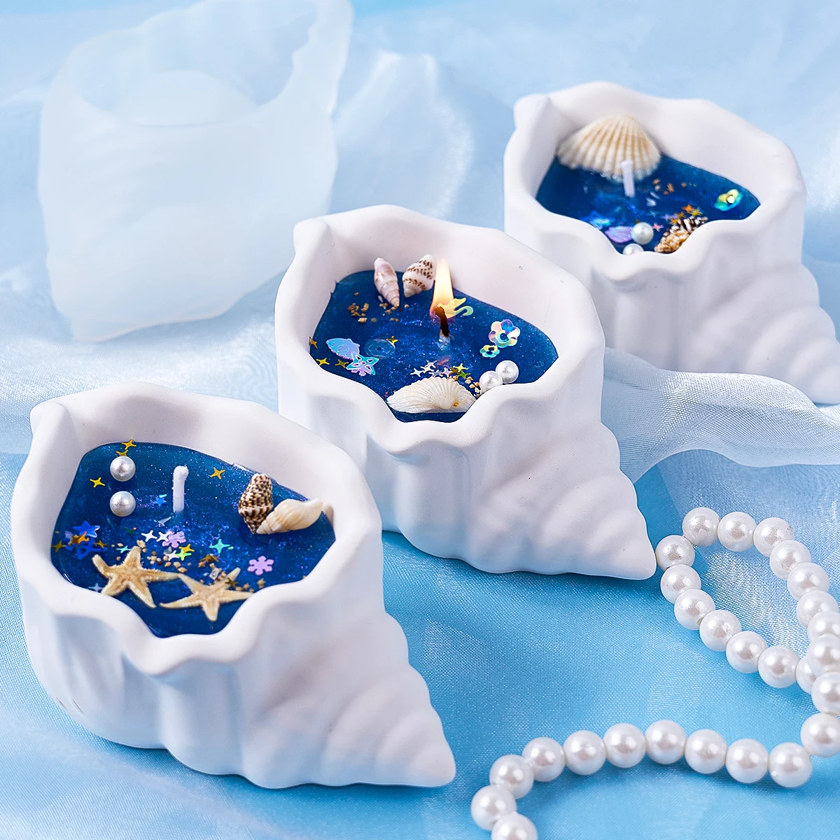 Conch Scented Candle Silicone Mold DIY Handmade Ocean Style Craft Ornaments Jewelry Storage Box Resin Mould Home Decor Supplies
