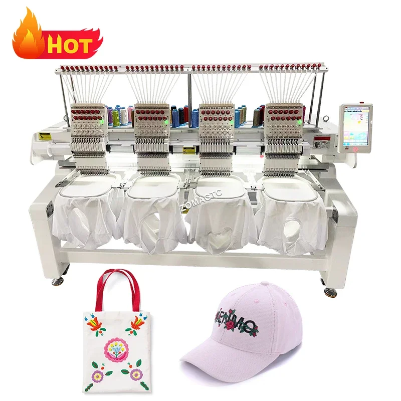 Industrial Use Computerized 12 Needles Socks Embroidery High Speed Computer 4 Head Machine Embroidery