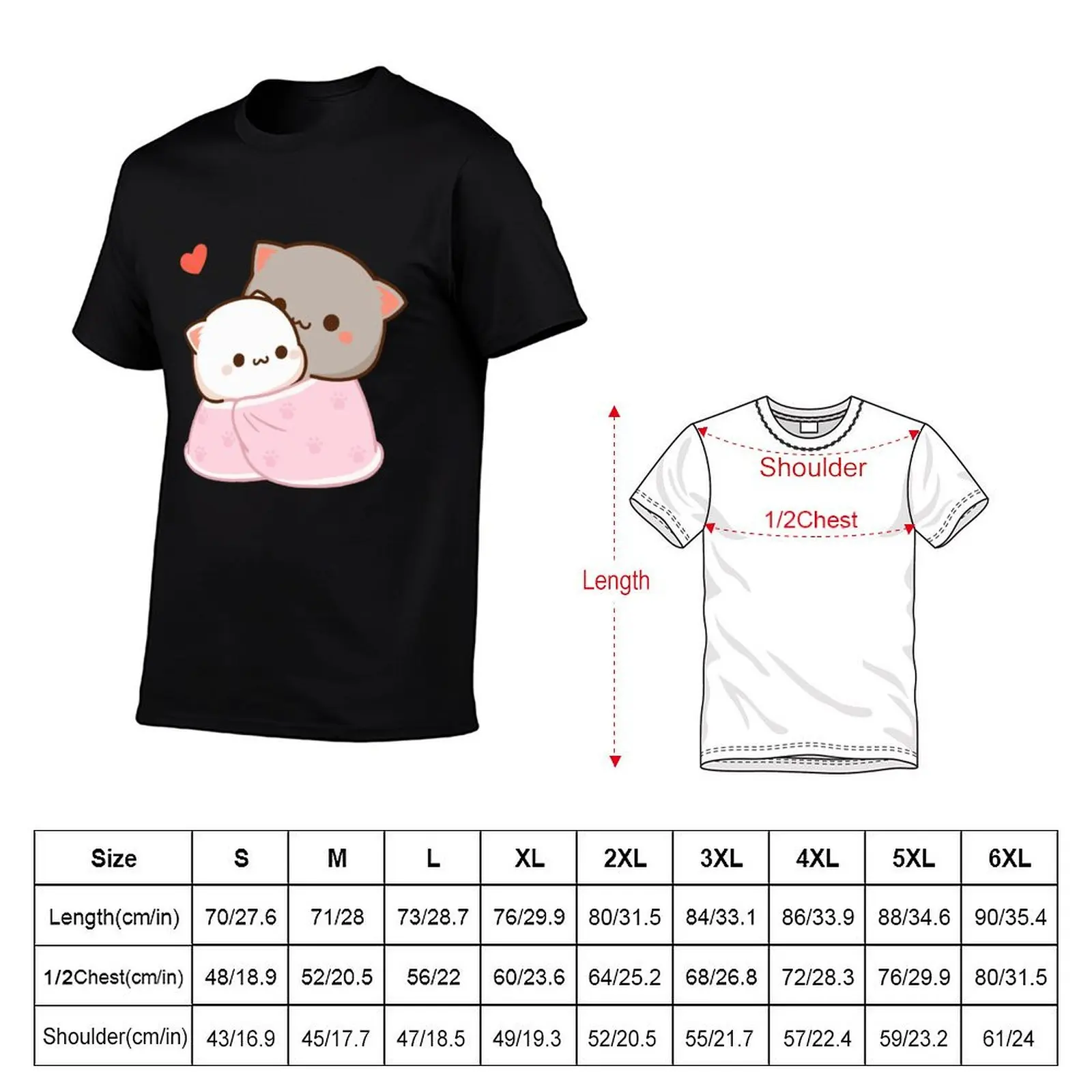 Peach and Goma Cuddling - Mochi Peach Cat T-Shirt for a boy cheap stuff mens t shirt graphic