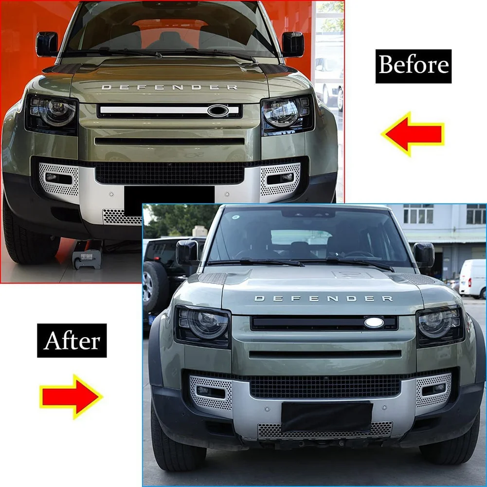 Car Front Grille Trim Strips for Land Rover Defender 2020-2022 Grille Cover Frame Decoration Accessories,Matte Black