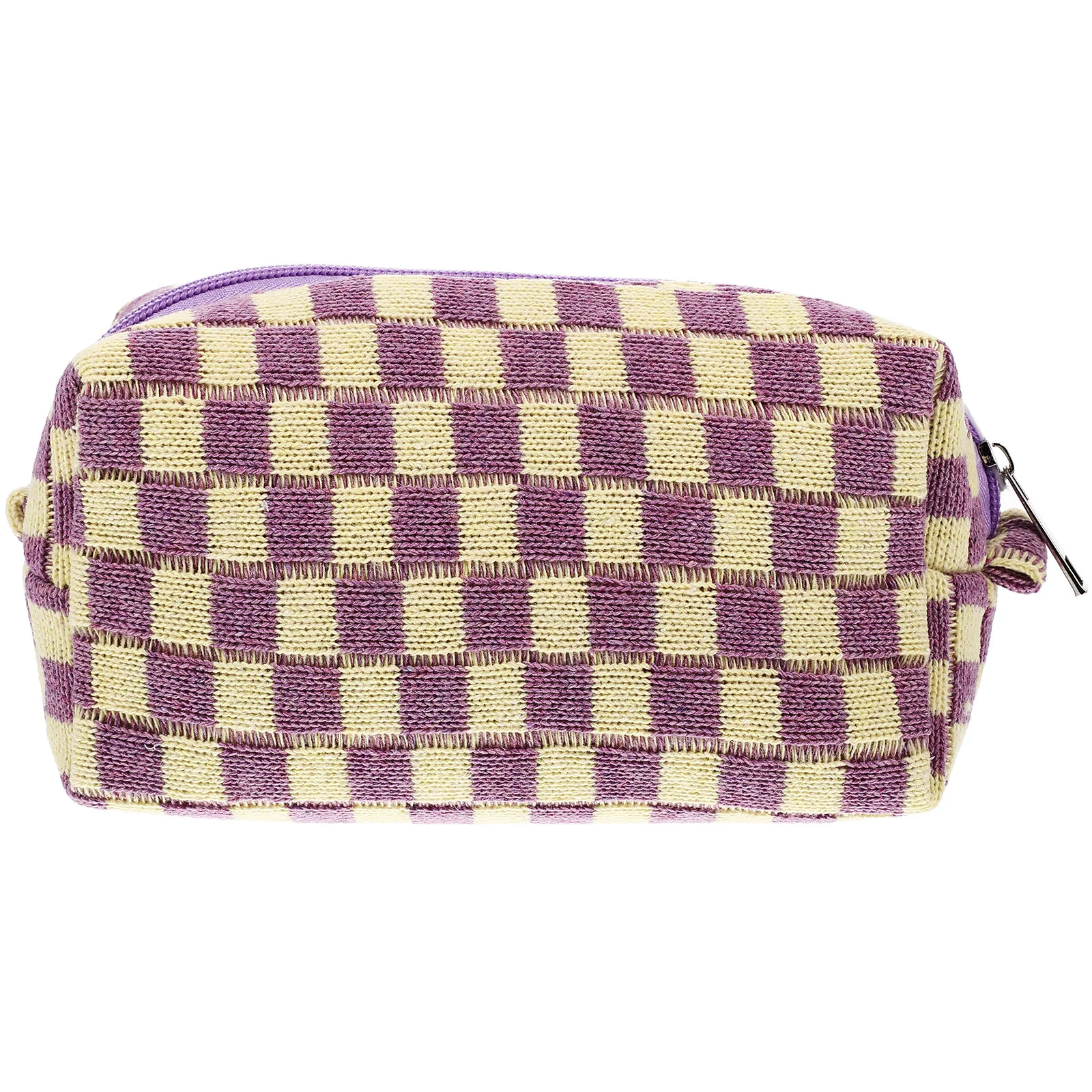 

Checkered Bag Large Capacity Woolen Yarn Makeup Organizer Travel Toiletry Bag For Daily Use Portable Storage