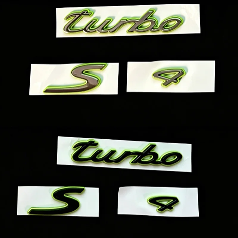 3D ABS Car Rear Trunk Emblem Badge letter logo green Sticker for Cayenne S Macan panamera e-hybrld 4 turbo Accessories