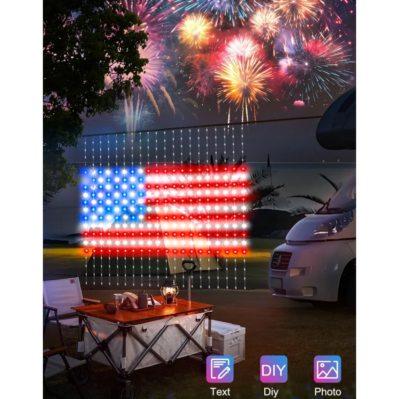 Imagem -06 - Usb Smart App Animated Curtain Light String 400led Faça Você Mesmo Picture Display Music Sync Rgb Fairy Light Outdoor Party Decor