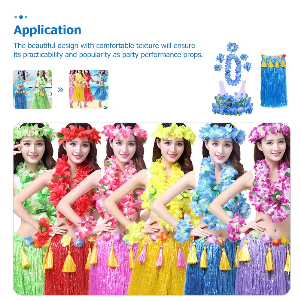 

1 Set Thickened Grass Skirt Outfit For Women Hula Party Costumes Hawaii Beach Wear Hawaiian Dress Grass Skirts Adults Hula