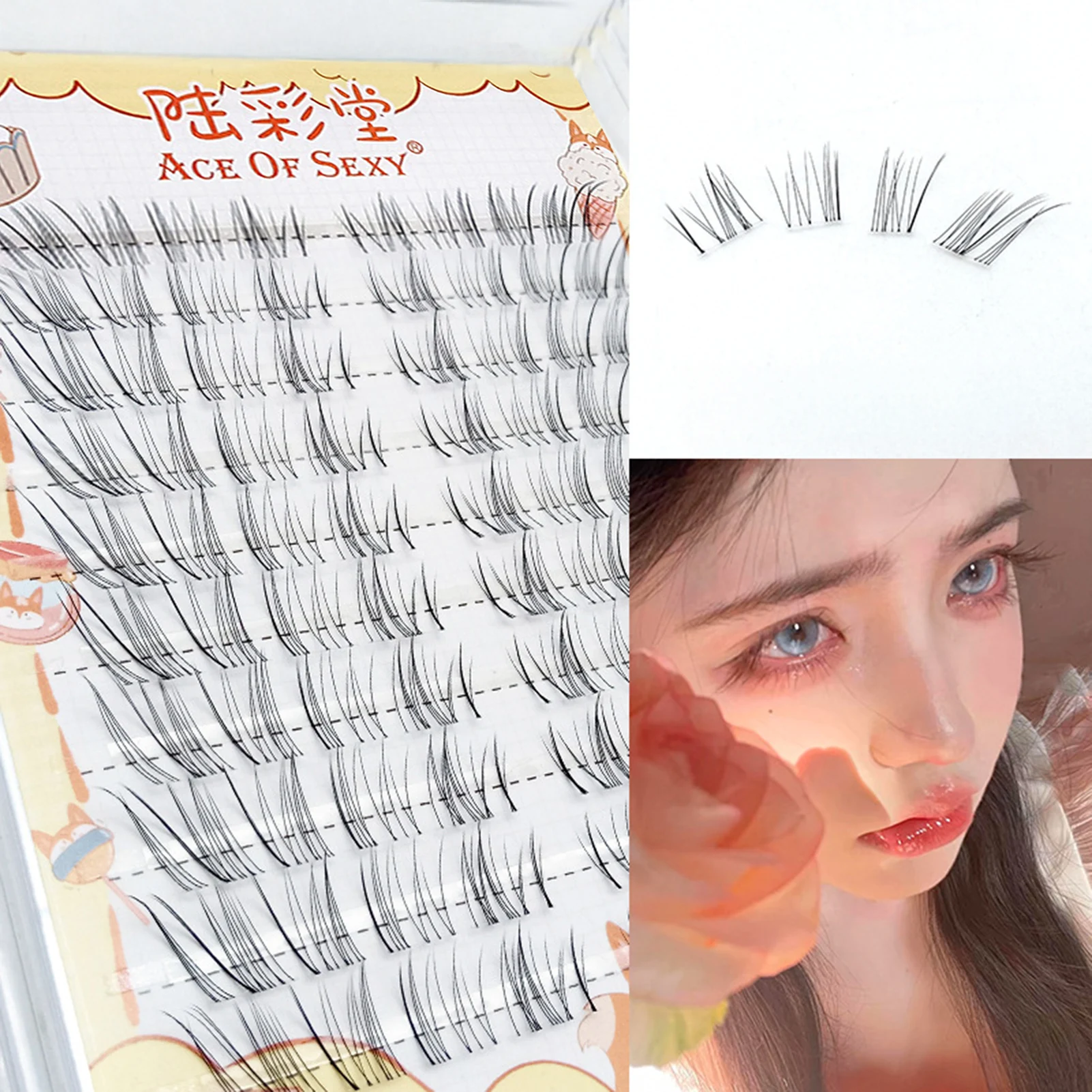 Cluster di ciglia finte dense vivide 3D a 10 file Cluster di ciglia soffici e sottili Estensioni di ciglia naturali di grande capacità per l'uso quotidiano