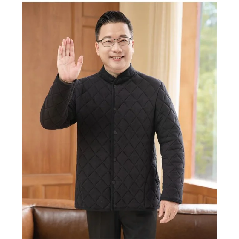 Vestes d'hiver rembourrées en coton pour personnes âgées d'âge moyen, vestes chaudes et épaisses en velours rembourré en coton pour hommes, résistantes au froid
