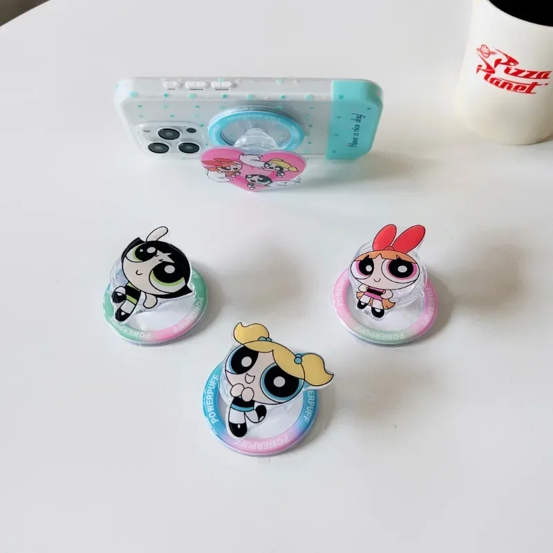 حامل الهاتف المحمول المغناطيسي الفتيات Powerpuff الكرتون لطيف ، ومناسبة لحالة اي فون