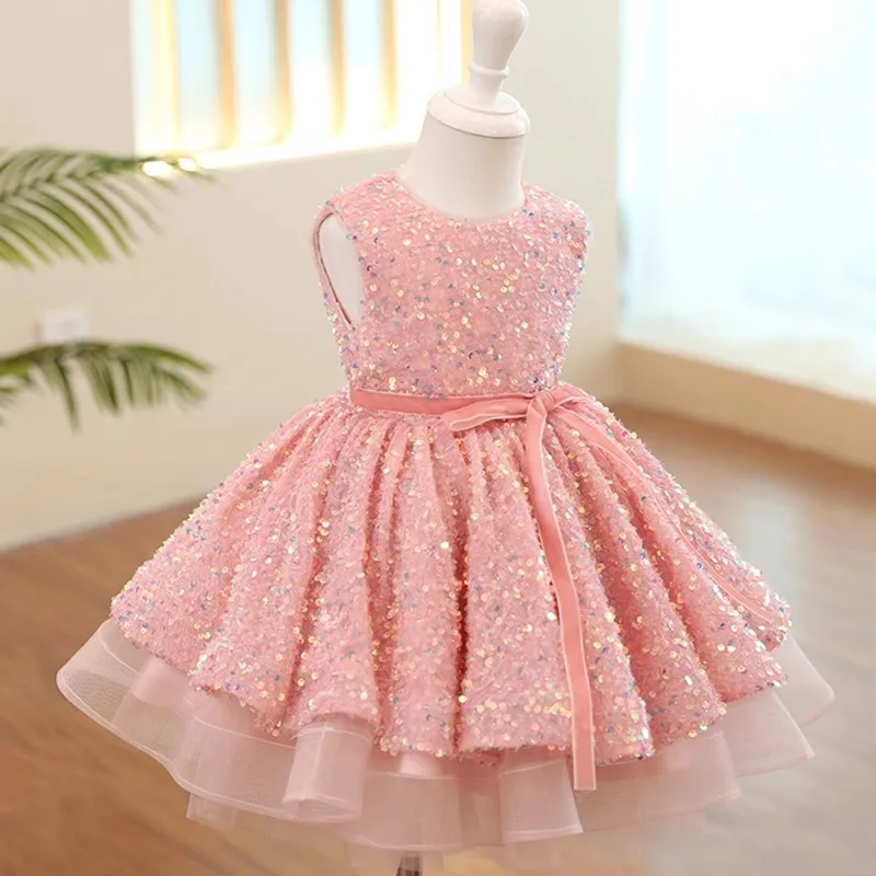 

Children's Formal Dress Princess Gown2025Birthday Puffy Dress Pink Host Dress Girl's Fashion Show Piano Performance Dress