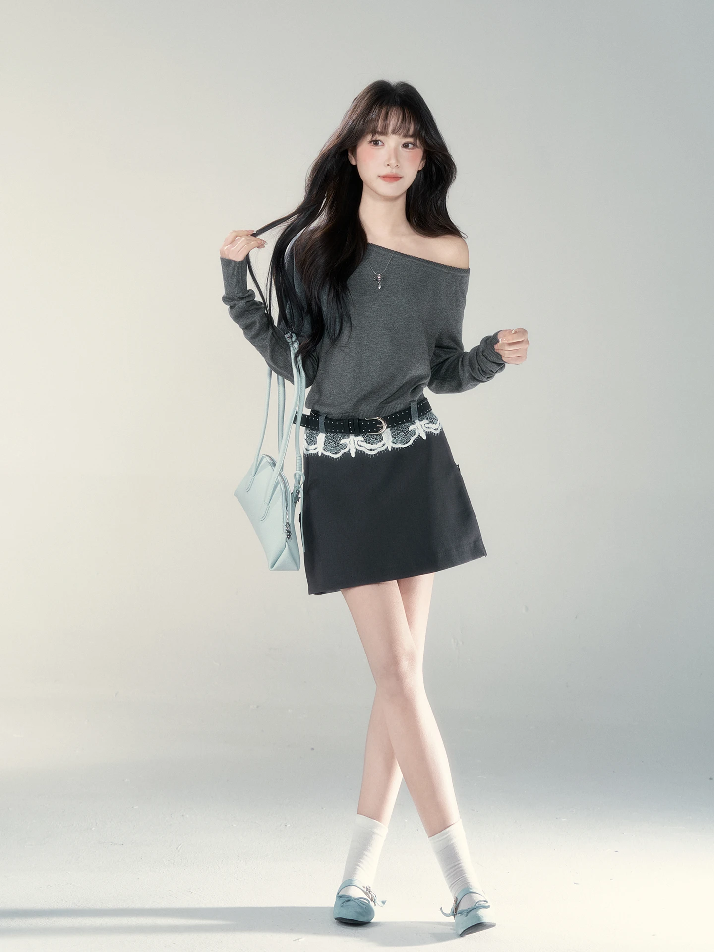 High Waist A-Line  Skirt Women's Spring 2026 New Style Commute Korean Version City Scenery Super Beautiful Skirt