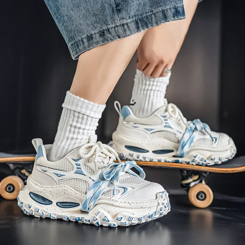 Zapatos informales de malla transpirable con parte inferior gruesa para adolescentes, suela de goma, punta redonda, diseño de Color, sin cuero, para verano