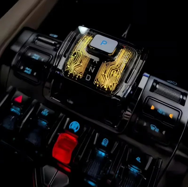 مقبض تروس كريستالي مضيء للسيارة مناسب لـ BYD ليوبارد 8 2024 2025 التحكم المركزي الخيال العلمي مقبض تروس مضيء ملحقات الرأس