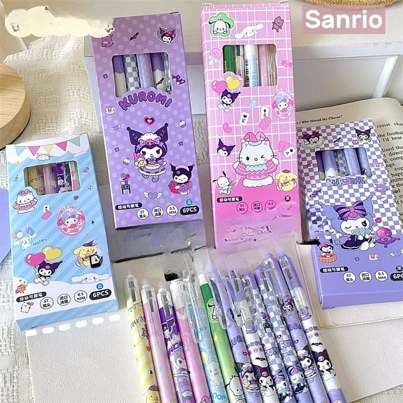 Sanrio Click Erasable Gel Pen Blue Black My Melody Cinnamoroll Cute Click Pen Hello Kitty Girly Heart Student Stationery Gift