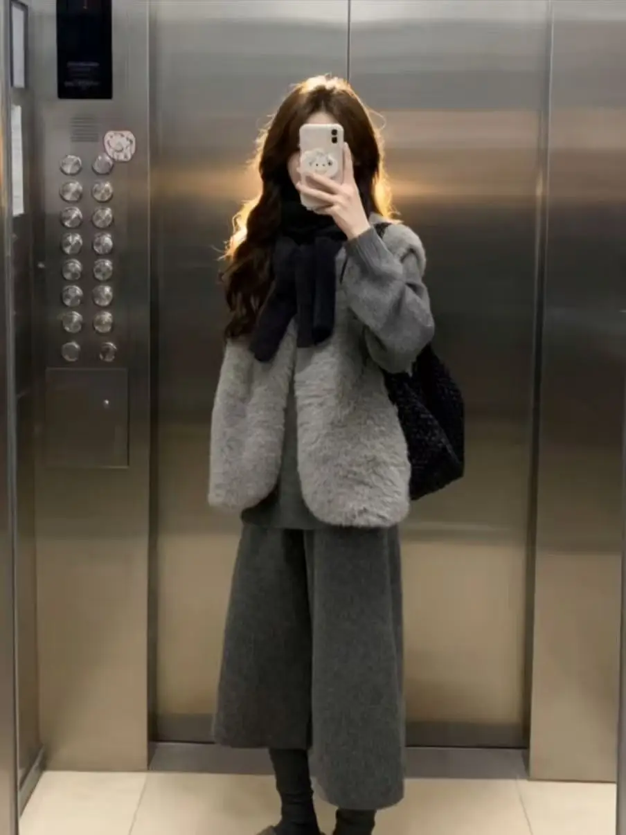 

Жилет Thiened Fluffy Svel для женщин, осенне-зимний, новый, теплый, молодежный, для повседневной носки, однотонный...