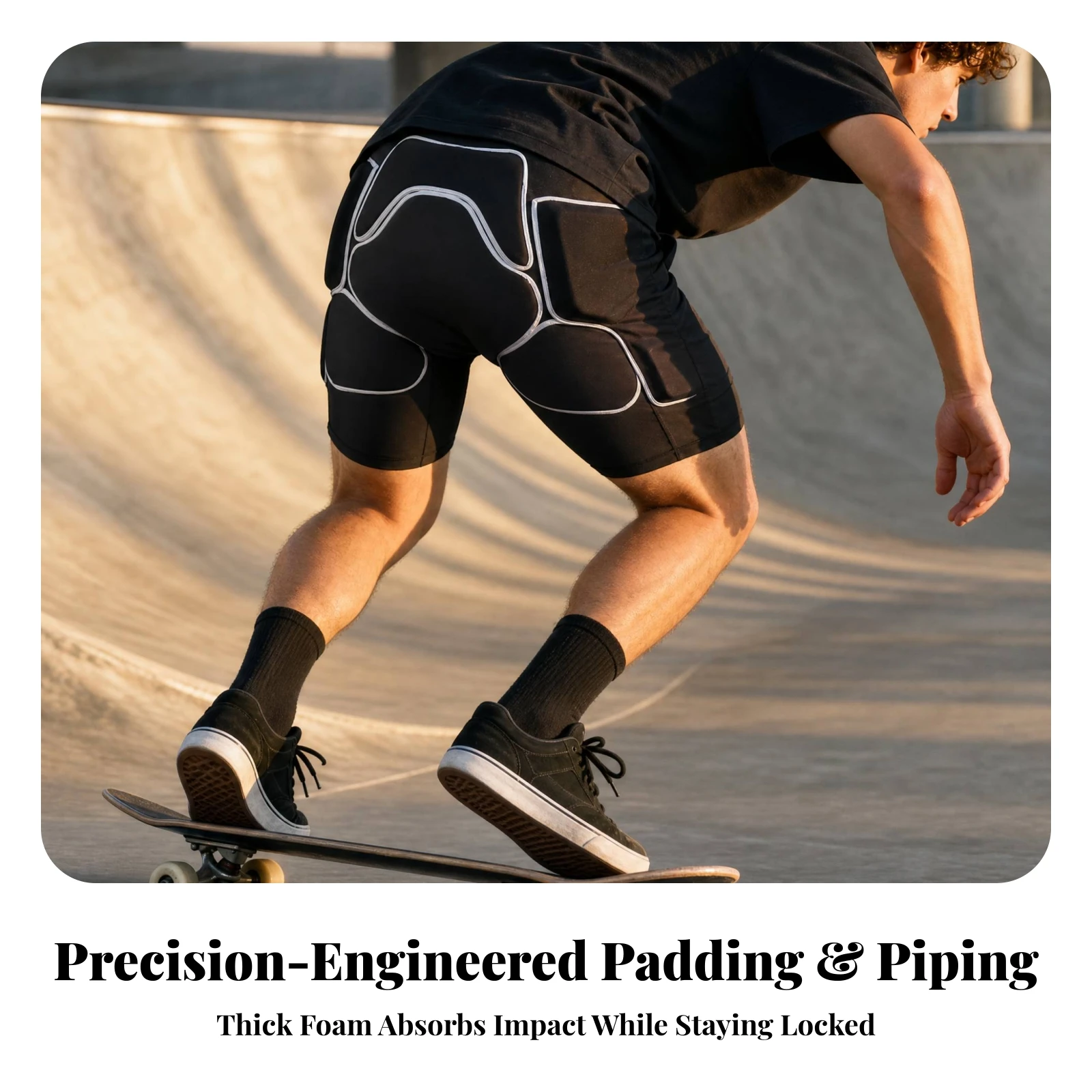 Padded Safety Shorts with Hip Tailbone Thigh Padding Stretchy Padded Safety Shorts Four-Way Stretch Shock-Absorbing view 5