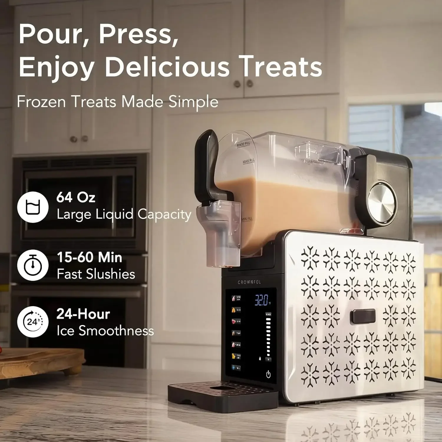 Slushie Machine for Home, 101oz (64oz Liquid Fill) Frozen Drink Maker, No Ice Needed, 6 Programs for Soft Serve, Frozen Margarit