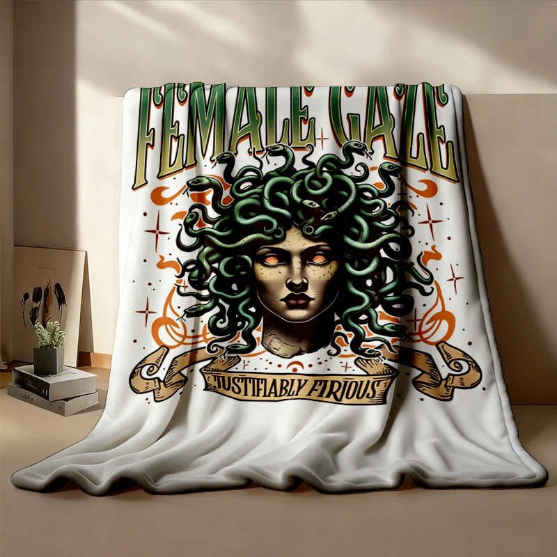 The Gaze Medusa Comfy Blanket, Petrify The Patriarchy Flannel Blanket, Anti-Patriarchy Flannel Throw, Feminist Activism