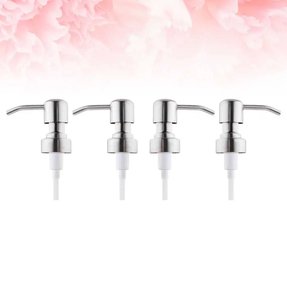 

4pcs Stainless Cover Soap Dispenser Lids Press Head Pump Bottle Replacement 28mm Standard Size Bathroom
