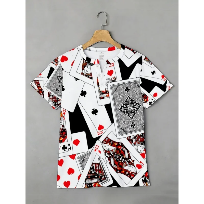 

Мужская рубашка с принтом Poker Cat Pattern Grandpa, футболки с 3D-принтом в виде гитары, летние уличные топы, футболки с коротким рукавом, рубашки поло с воротником-стойкой