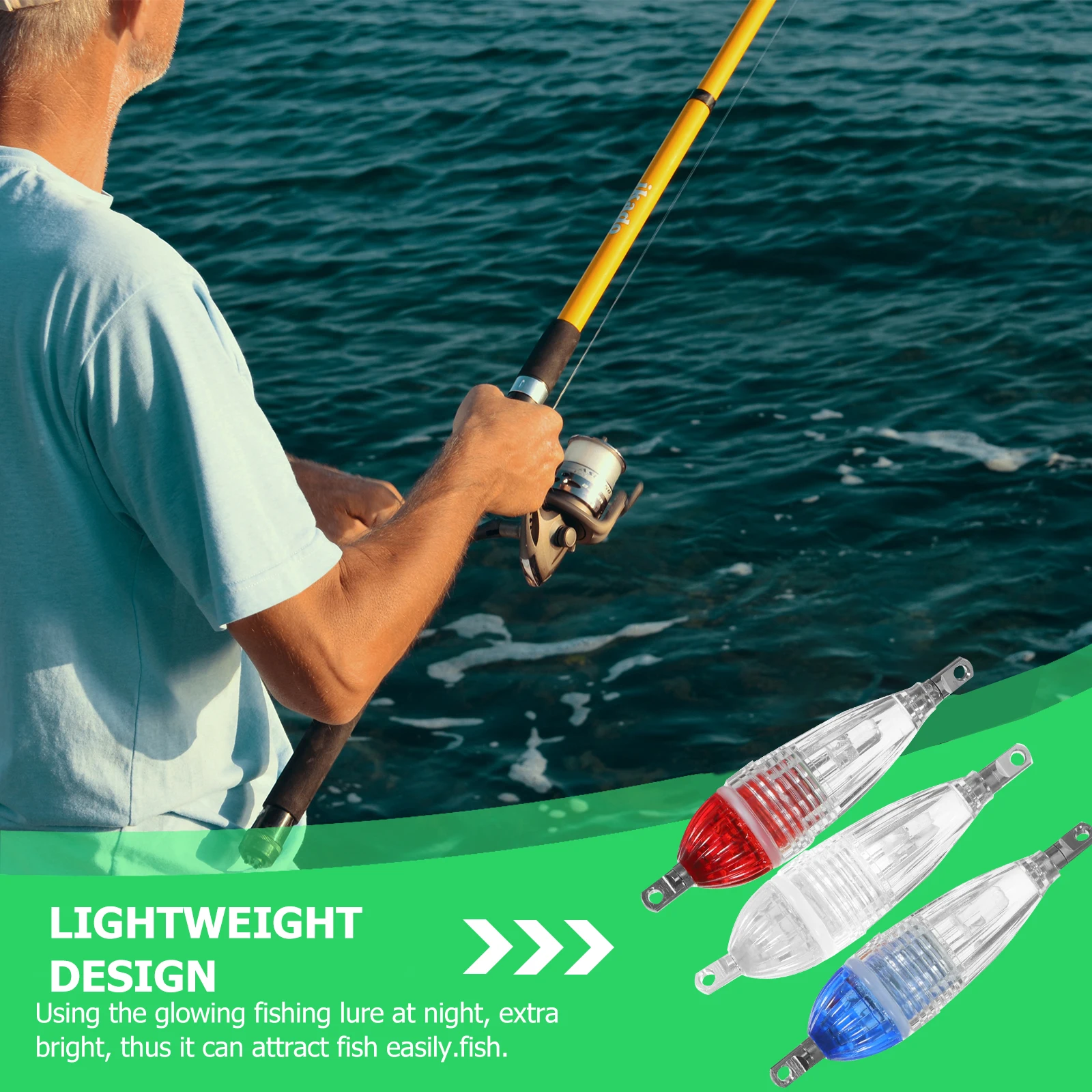 

3Pcs 6Cm8g Durable Glowing Fishing Lure Led Flashlight Bright Underwater Fish Attractor