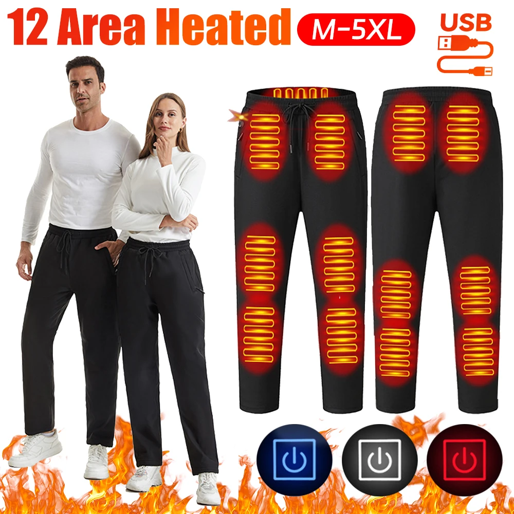 

Winter Heated Pants 10 Heating Zone Women Men Heating Trouser Electric Thermal Pants Outdoor Hiking Skiing Hunting Fishing M-5XL