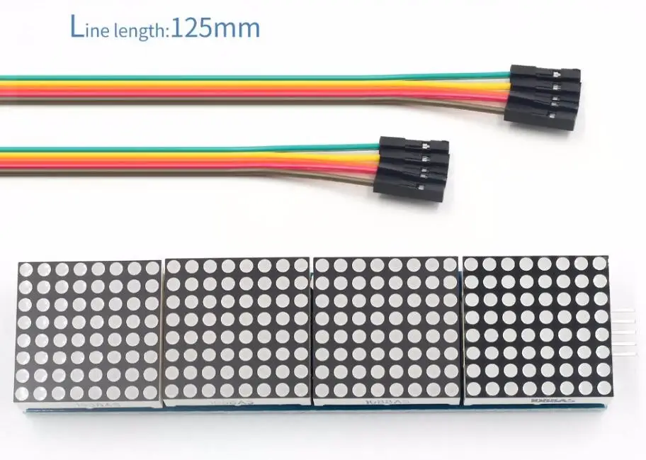 وحدة تحكم دقيقة MAX7219 Dot Matrix 4 في شاشة واحدة مع موصل كابل 5P