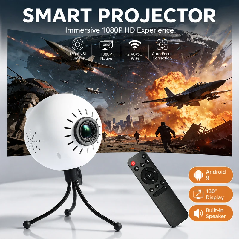 

2026 New 4K Full HD Android Projector 300 ANSI WiFi6 BT5.0 Short Throw Portable Mini for Home Theater Outdoor Movie K25 Mini