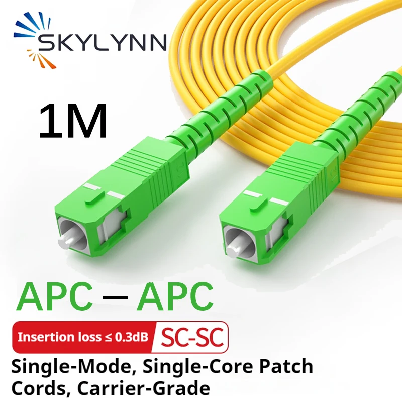 

10PCS 1M SC/APC-SC/APC Single Mode G652D Simplex Core 3.0mm Cable Fiber Optic Patch Cord Yellow LSZH Jacket