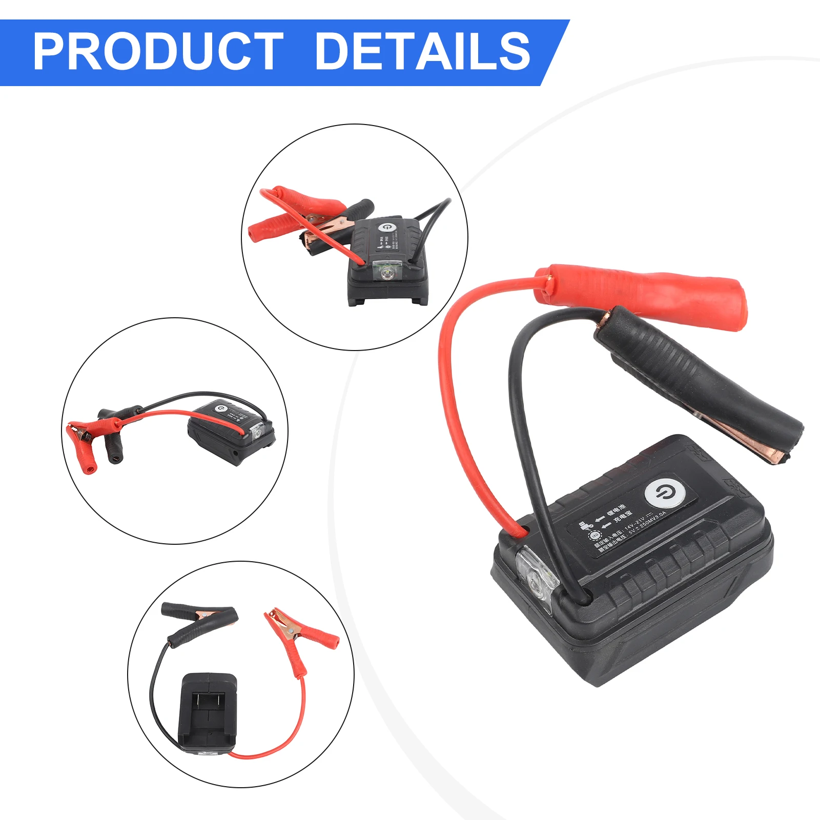 Battery Charger Black Red Jump Starter Practical Design Quick Installation Wear-Resistant For Battery Boosting