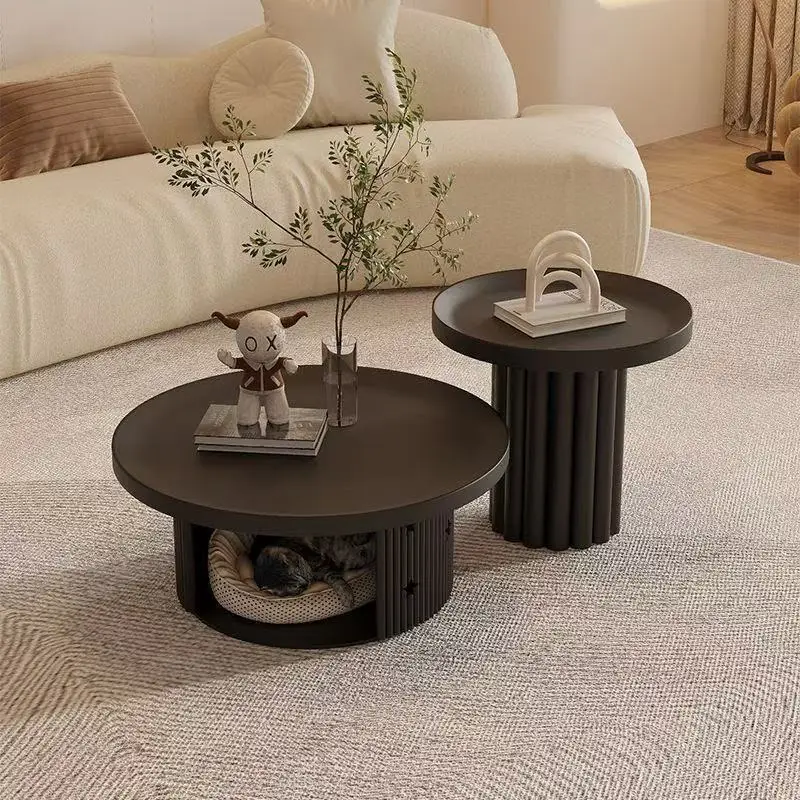 

French retro cream simple living room pet modern coffee table sofa small apartment round home creative combination