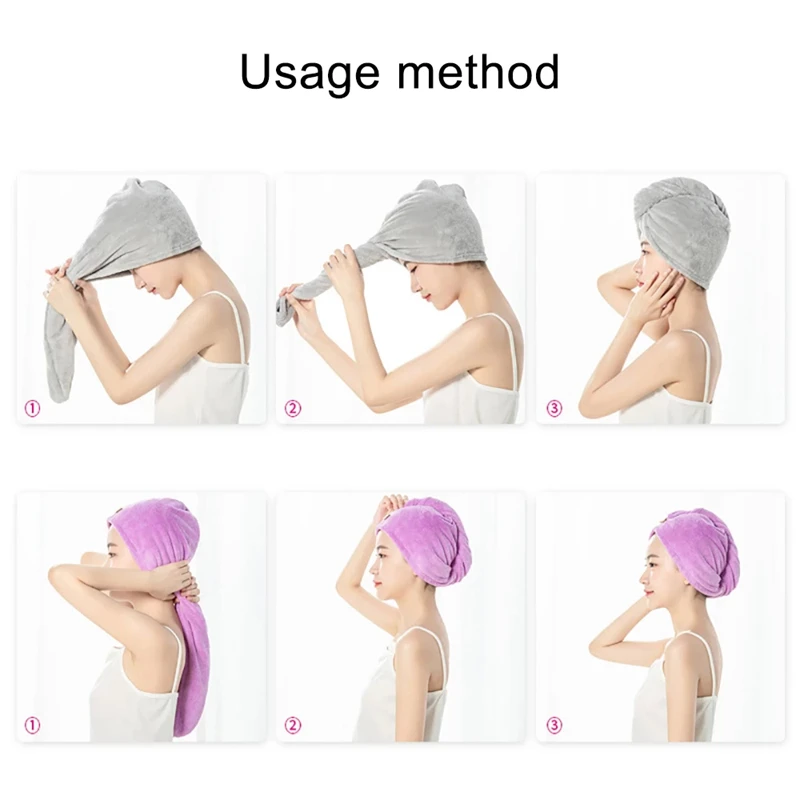 Toalla de baño de microfibra absorbente para mujer, baño de secado rápido, ducha más gruesa, gorro de pelo largo y rizado, toalla de cabello seco