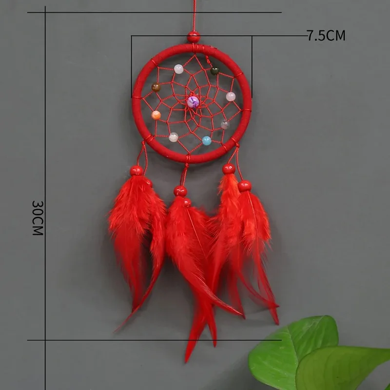 1pcs Retro Dream Catcher Wind Chimes Home Hanging Craft Ornament Circular Dreamcatcher Ornament Car Hanging Wall Decoration
