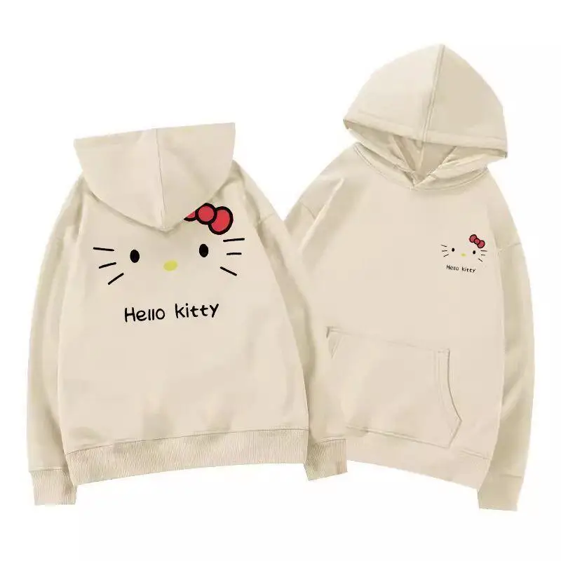 سانريو مرحبا كيتي امرأة قمصان سويت شيرت بقلنسوة Cuteore الكرتون طالب الخريف فضفاضة طويلة الأكمام بلايز امرأة ملابس خارجية جديد