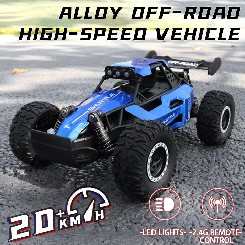 New RC Car 1:16 2WD  with LED Light  2.4G 20KM/H High Speed Off-Road Climbing Remote Control Car Toy Gifts for Boys Girls Kids