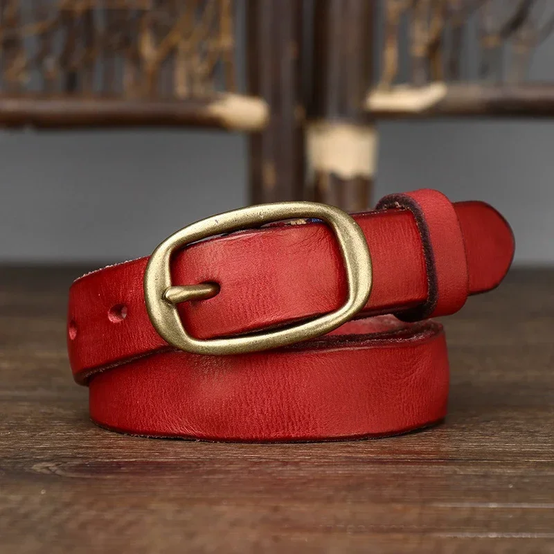 DistMurcia-Ceinture en cuir de vachette véritable pour femme, sangle initiée, ceinture réglable pour femme, haute qualité, structure en cuivre, 2.3cm
