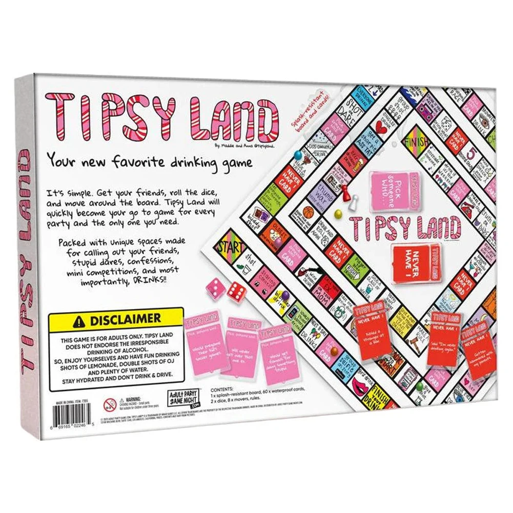 Tipsy Land Drinking Games Fun Drinking Board Game Interactive Board Games Bachelorette Party Games for Any Occasion