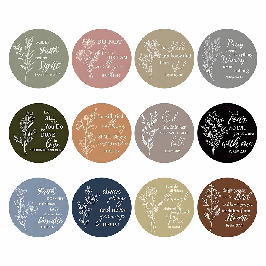 120 Pcs Bible Verse Stickers 12 Styles Boho Floral Jesus Faith Stickers Inspirational Scripture Quotes Decals