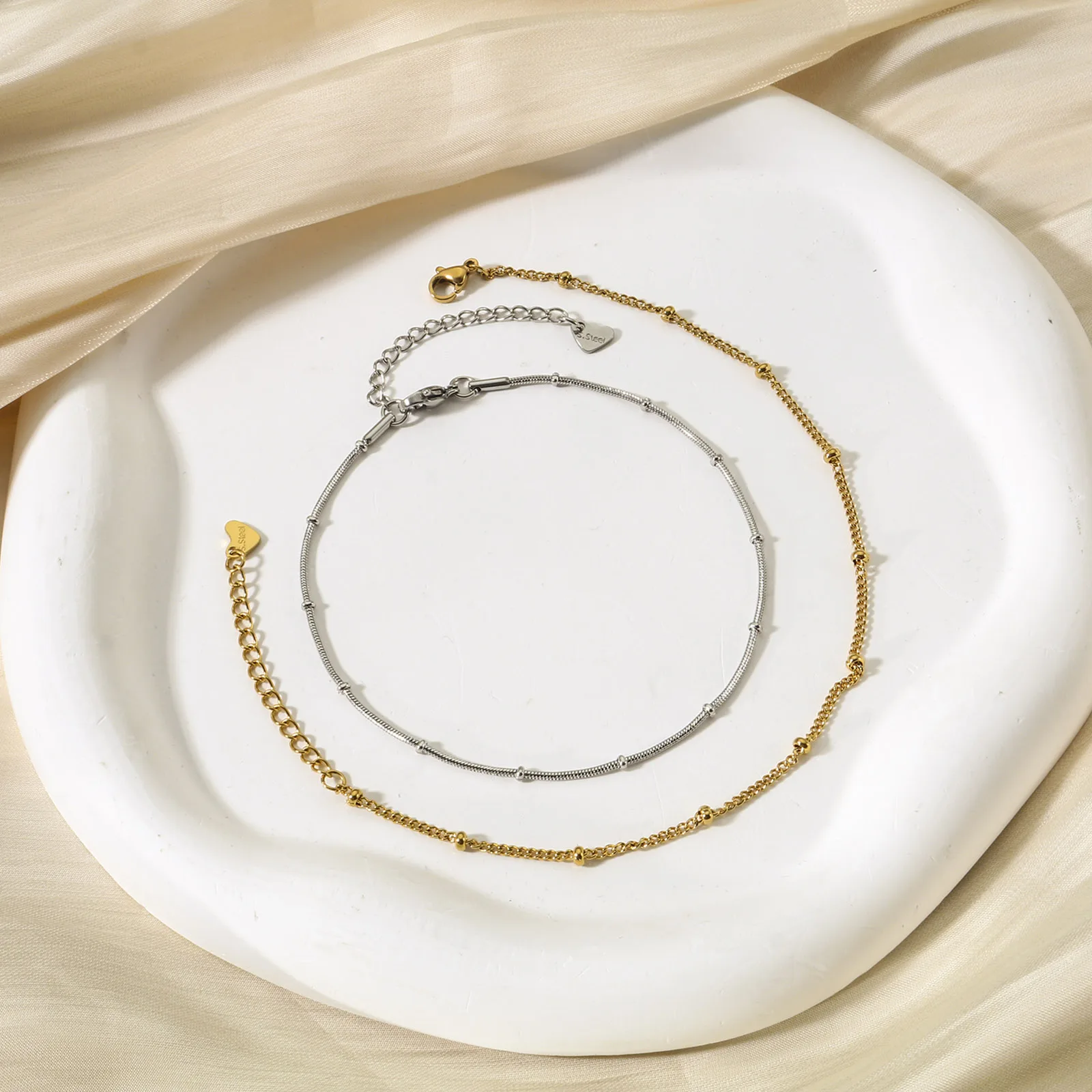 

New Trendy Stainless Steel Anklet Gold Color Round Link Chains On Foot Barefoot Sandals Anklet Bracelet Women Summer Jewelry,1PC