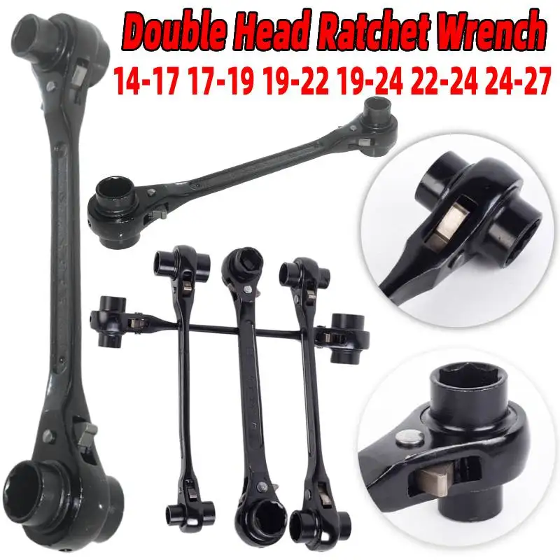 Double Head Ratchet Wrench Multifunctional End Quick Ratchet Wrench Two-way Dog Bone Ratchet Wrench Set for Machine Maintenance