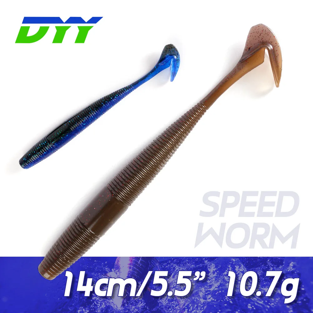 

DYY Speed Worm Soft Bait 14cm 5.5" Silicone Soft Lure Paddle Tail Minnow Shad Artificial Soft Baits for Bass Pike Fishing Lure