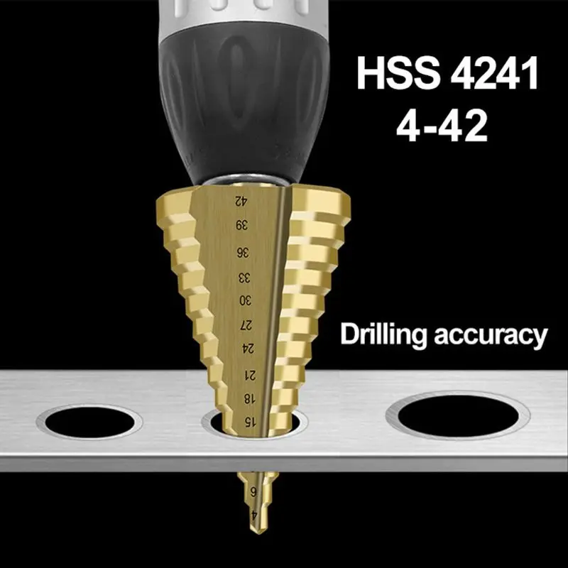 4-42 mm HSS voor stapboor met titaniumcoating, elektrisch gereedschap voor metaal, hogesnelheidsstaal, houtgatsnijder