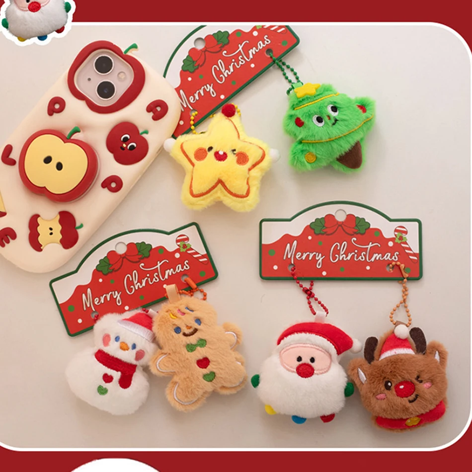 

Рождественский плюшевый брелок с рисунком Санта-Снеговика, Рождественская елка, рюкзак, декор, ключ, подарок на день рождения, Рождественский подарок