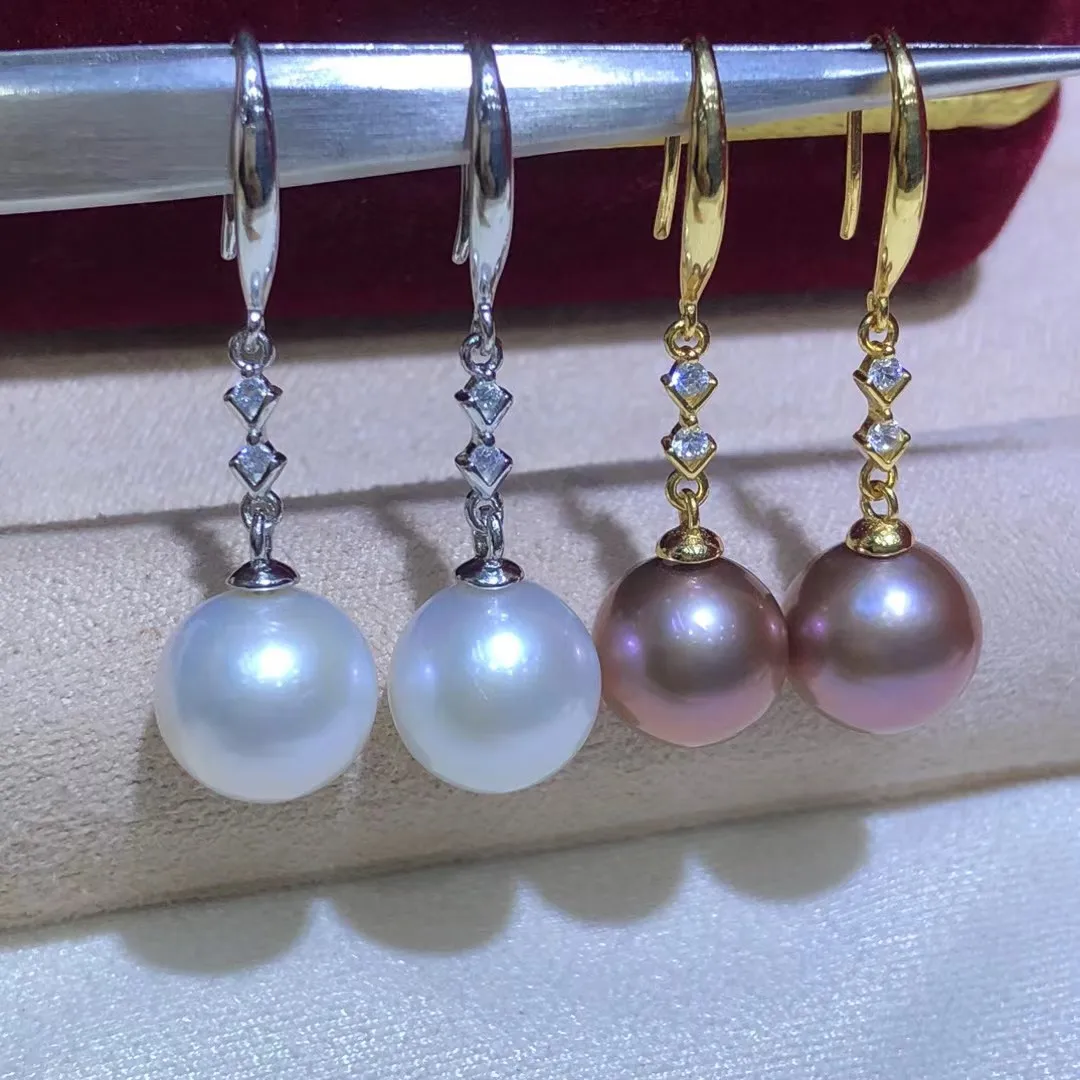 Wholesale S925 Sterling Silver Earrings Mount Findings Settings Base Mounting Parts Accessory for 10-11mm Pearls 5 pairs/lot