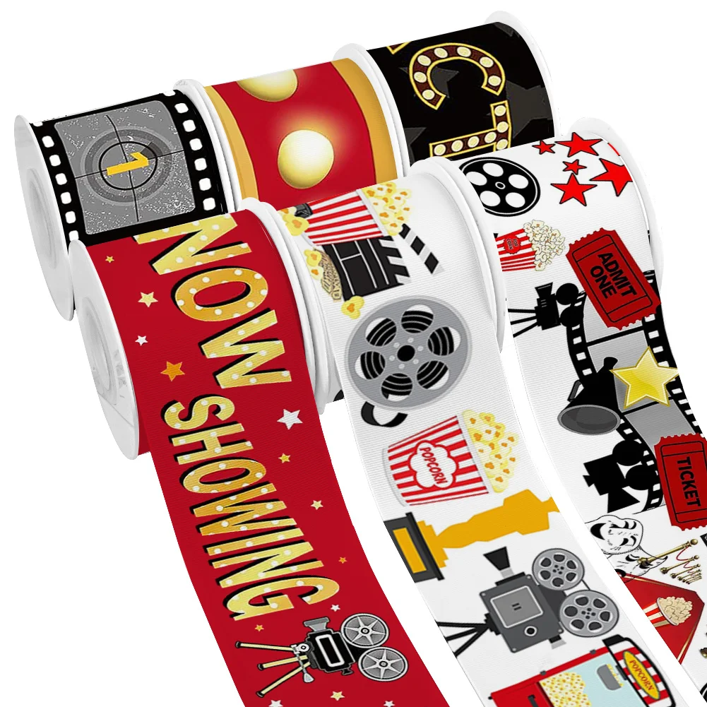 5yards Cinema Theme Popcorn Grosgrain Ribbon Satin Ribbon for Holiday Crafts Key Bows Gift Wrapping Pendant Wristband Party