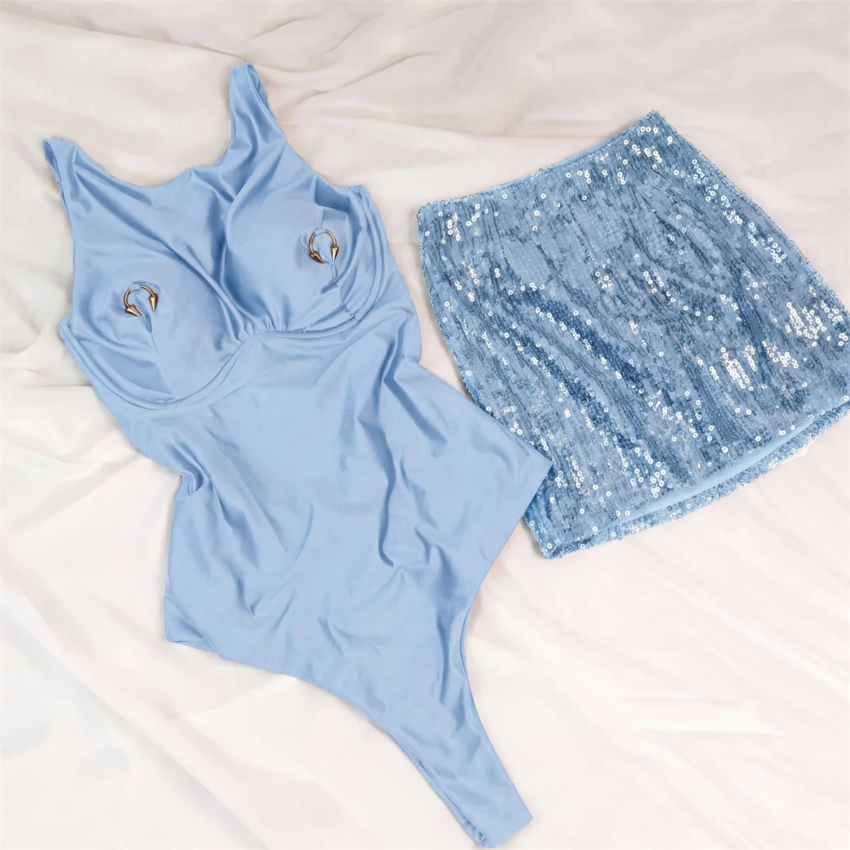 Sexy 2Pcs Swimsuit With Mini Skirt Women Bikini Push Up Swimwear Solid Biquini High Cut Monokini Swim Suit Bathingsuit Beachwea