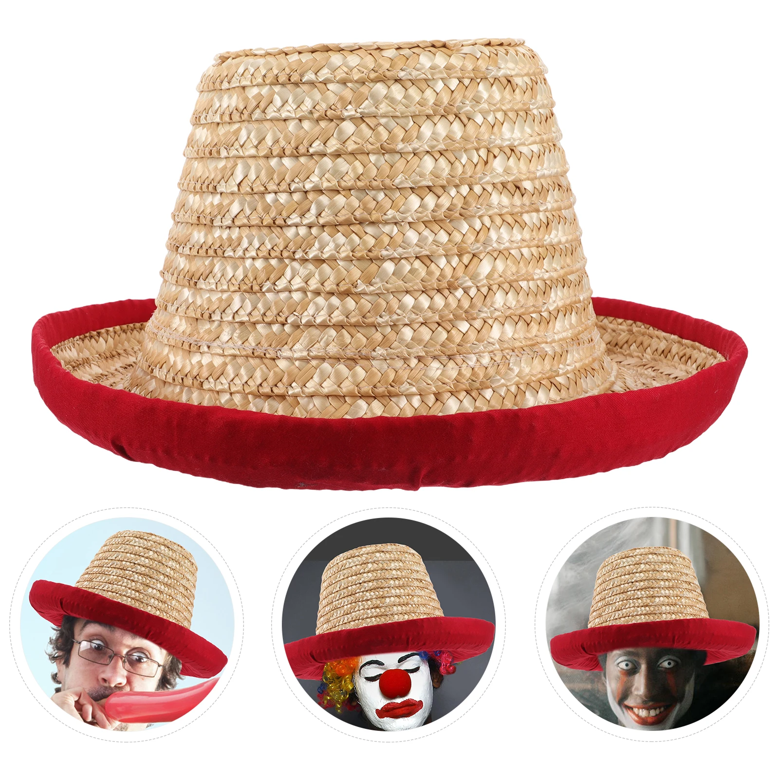 

Acrobatics Hat Handcrafted Straw Juggling Street Dance Performance Costume Accessory Sun Protection Brim Summer Beach Wear