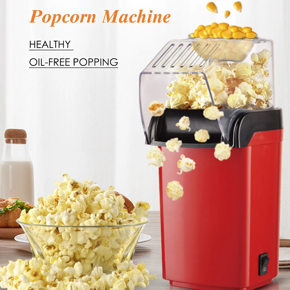 1200W Mini Popcorn Machine Electric Popcorn Maker Healthy Hot Air Oil-Free Corn Popcorn Snack Maker for Home Cinema Kitchen