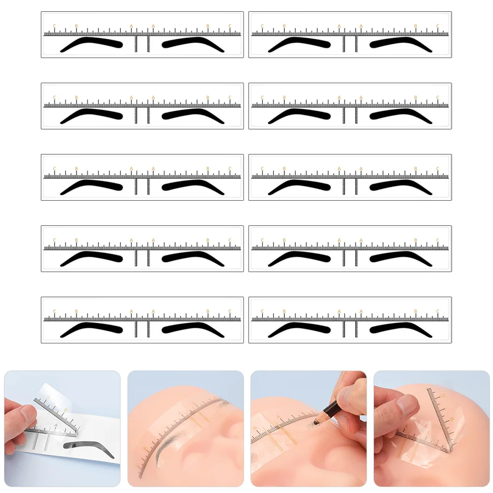 10Pcs Eyebrow Ruler Flexible Stencil Template Guide Tool for Makeup Beginners Experts Eyebrow Mapping Measuring Tool Symmetrical